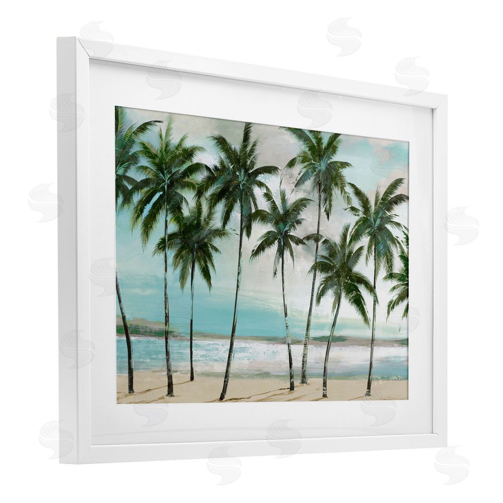 Sundance Graphics Palms in A Row Coastal White Framed Print Under Glass Wall Art