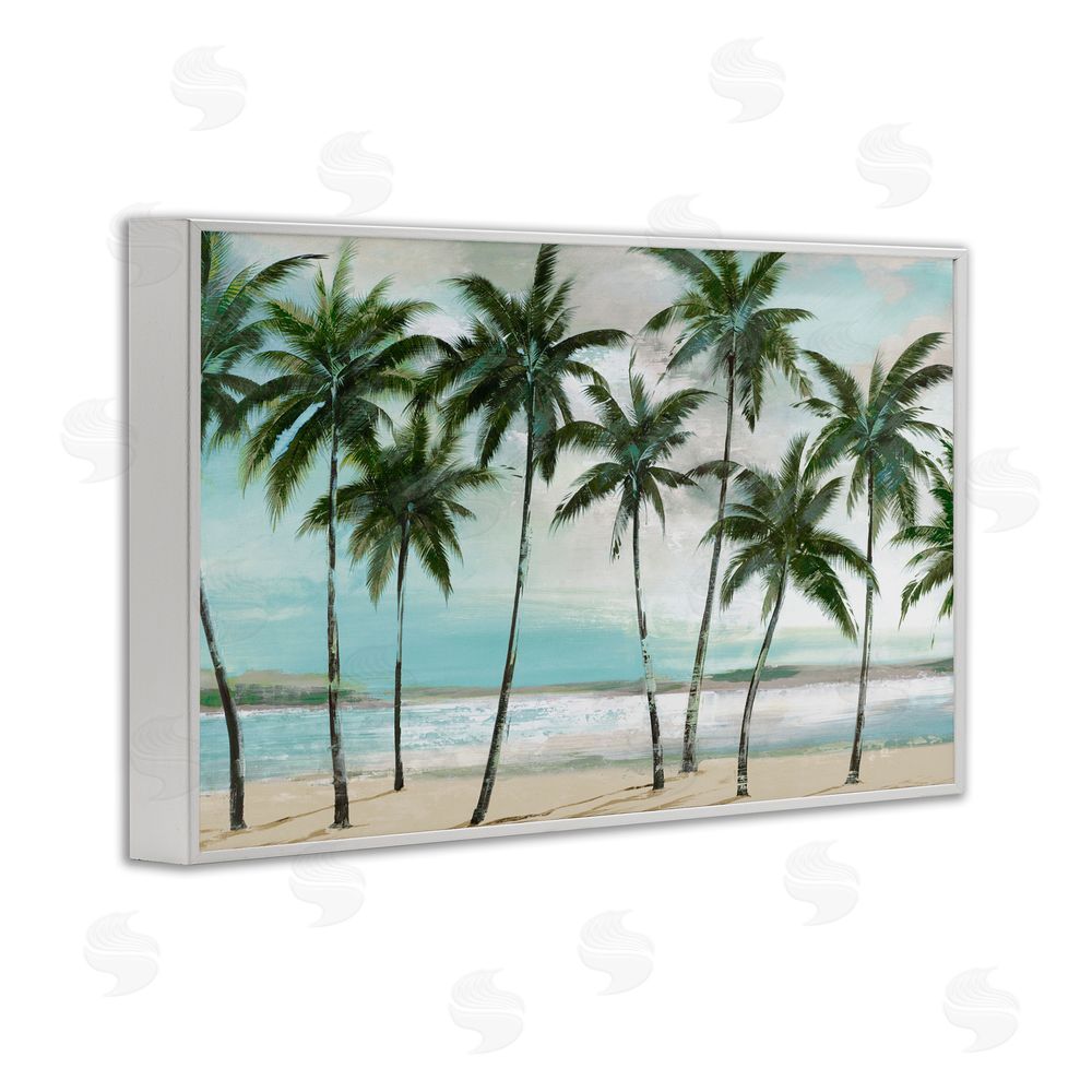 Sundance Graphics Palms in A Row Coastal White Framed Giclee Wall Art Print