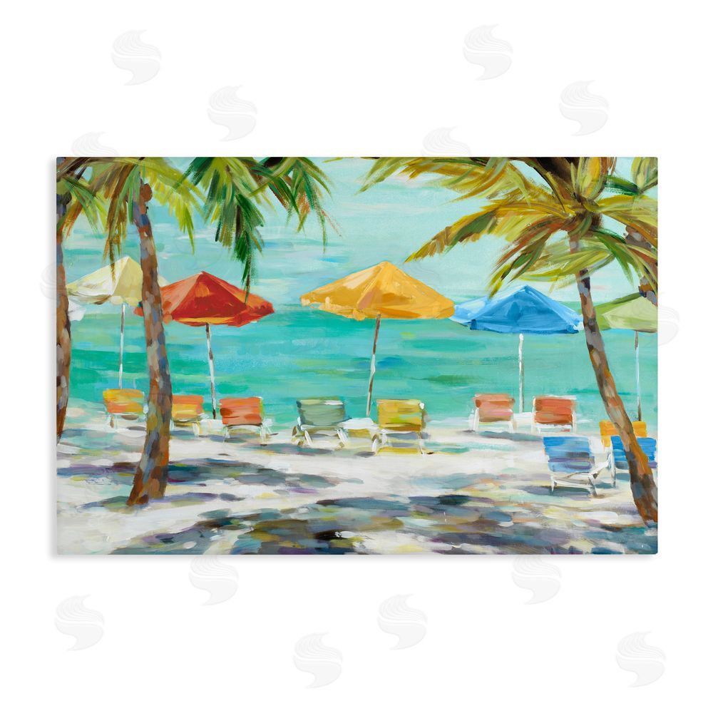 Sundance Graphics Umbrellas Under the Palms Canvas Wall Art Print