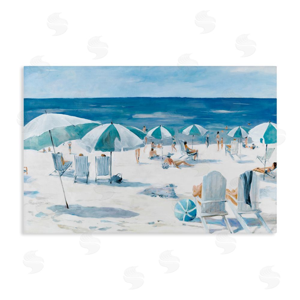 Sundance Graphics Umbrella Beach Coastal Scene Canvas Wall Art Print