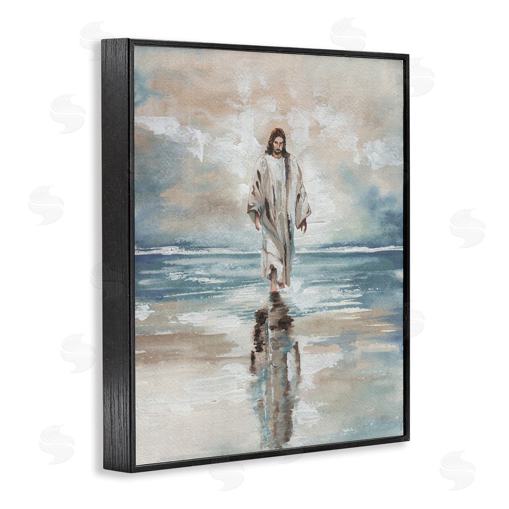 Sundance Graphics Jesus on Water Black Framed Giclee Wall Art Print