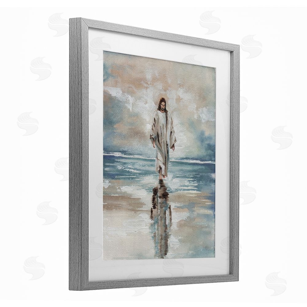 Sundance Graphics Jesus on Water Gray Framed Print Under Glass Wall Art