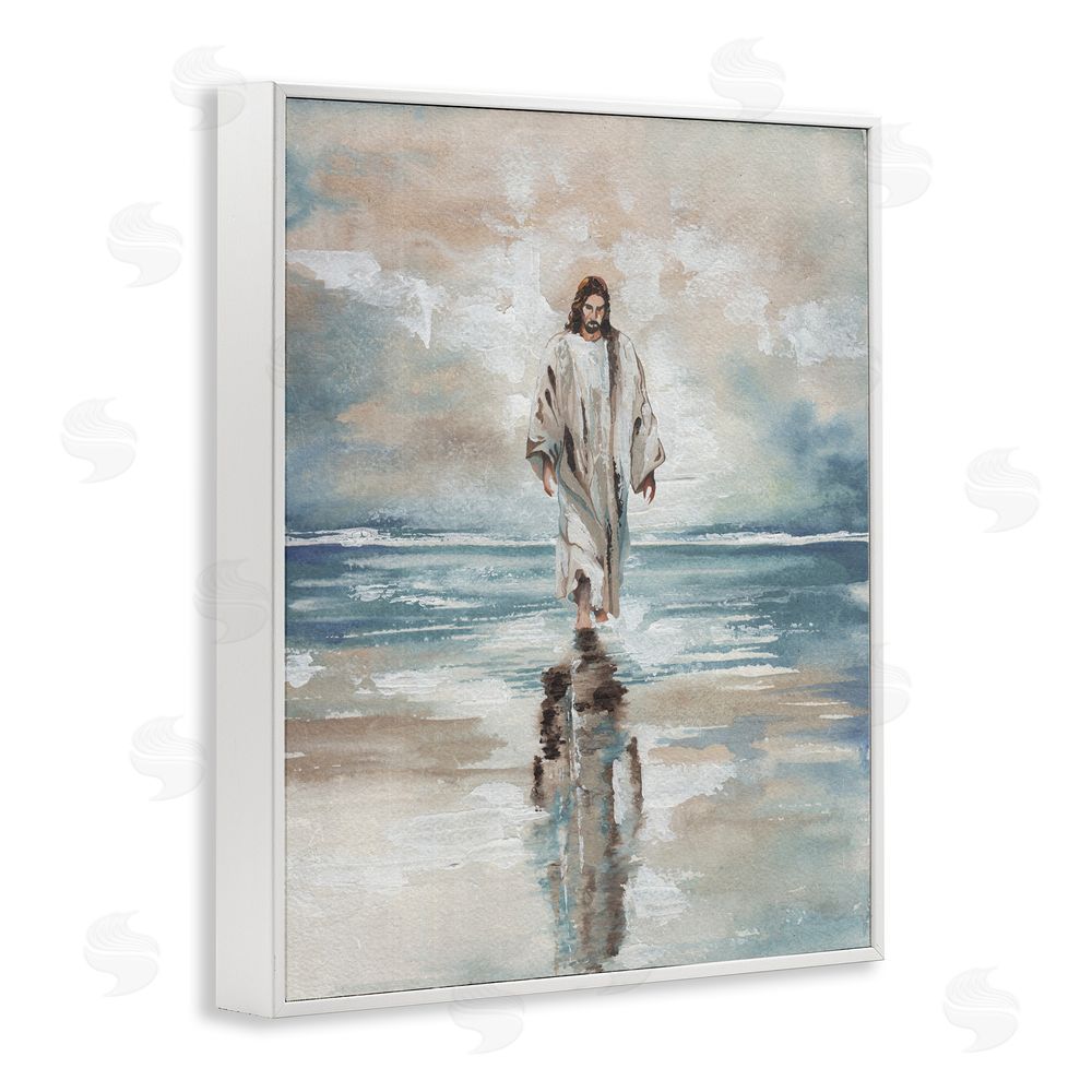 Sundance Graphics Jesus on Water White Framed Giclee Wall Art Print