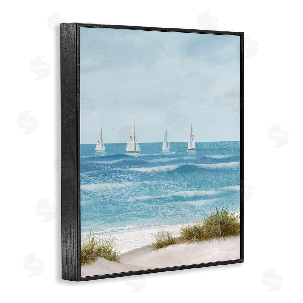 Sundance Graphics Boats Sailing Away Black Framed Giclee Wall Art Print