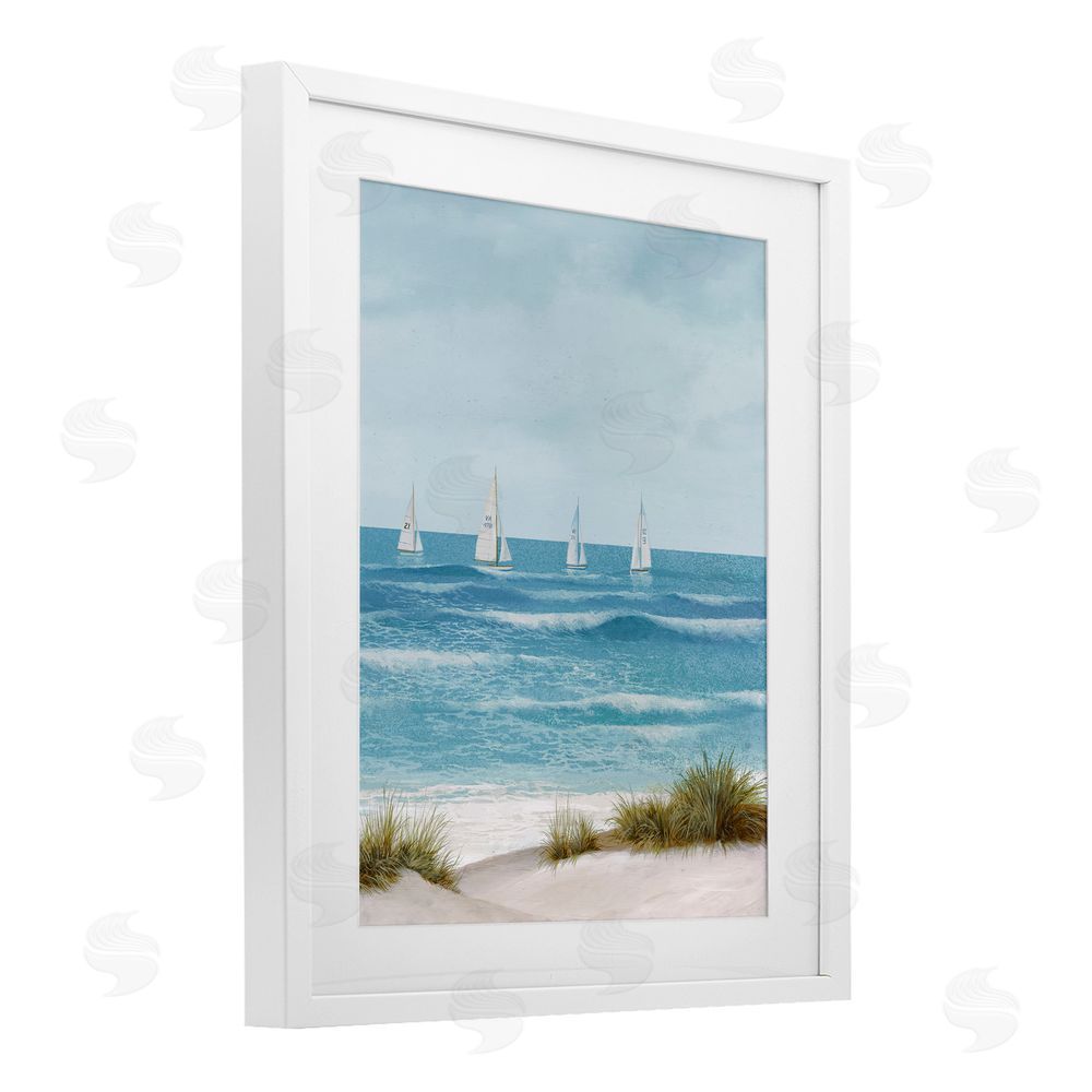 Sundance Graphics Boats Sailing Away White Framed Print Under Glass Wall Art