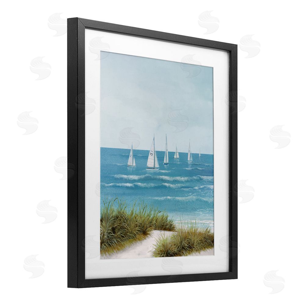 Sundance Graphics Sail Away Beach Seascape Black Framed Print Under Glass Wall Art