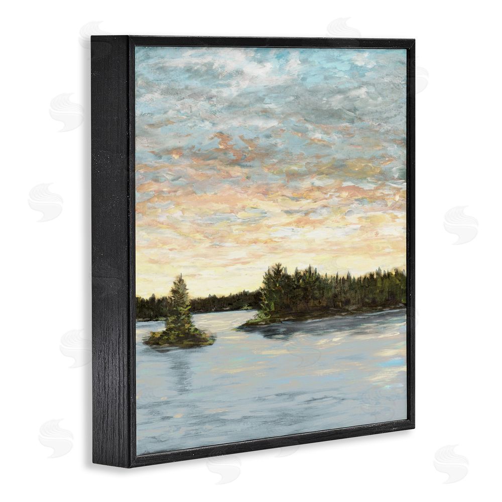 Sundance Graphics Lake Shore at Sundown Black Framed Giclee Wall Art Print