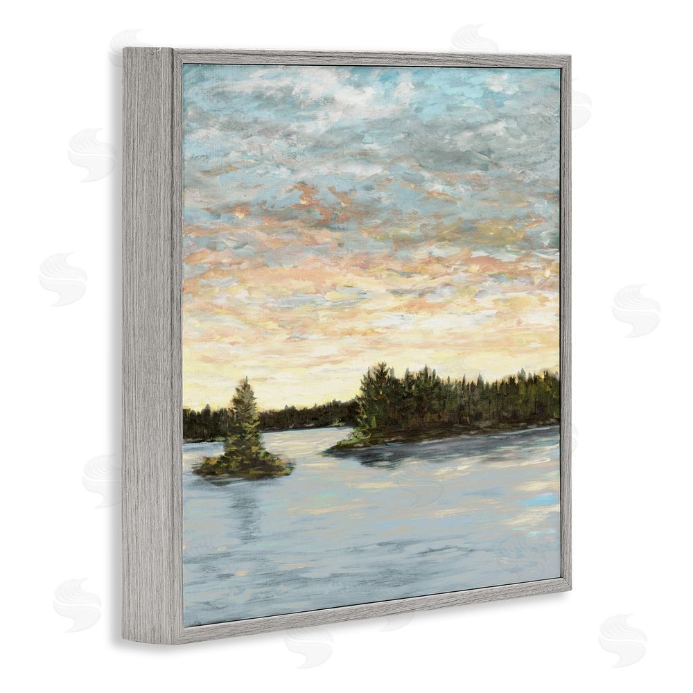 Sundance Graphics Lake Shore at Sundown Gray Framed Giclee Wall Art Print