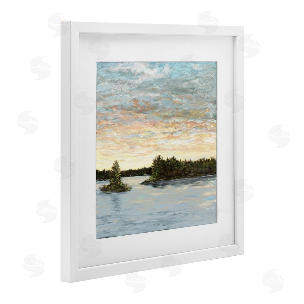 Sundance Graphics Lake Shore at Sundown White Framed Print Under Glass Wall Art