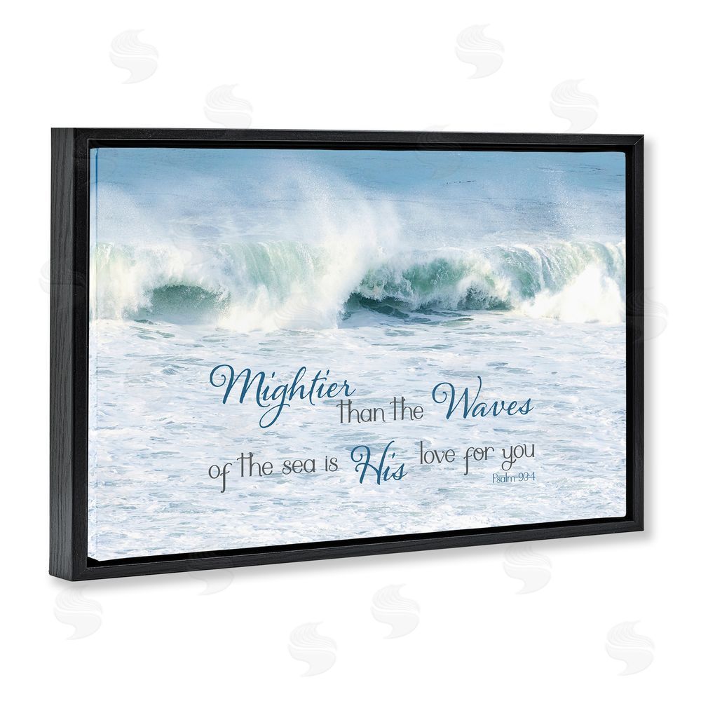Sundance Graphics Mightier Than The Waves Black Floating Frame Canvas Wall Art Print