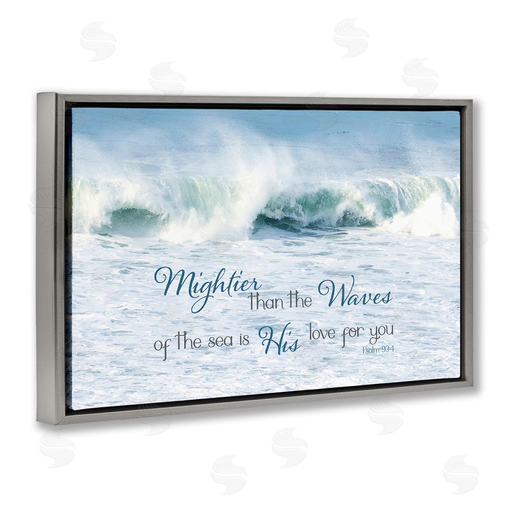 Sundance Graphics Mightier Than The Waves Gray Floating Frame Canvas Wall Art Print