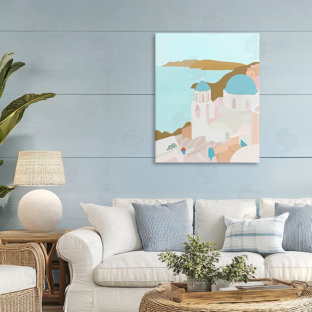 Sundance Graphics Coastal Santorini Vibes Canvas Wall Art Print in Room