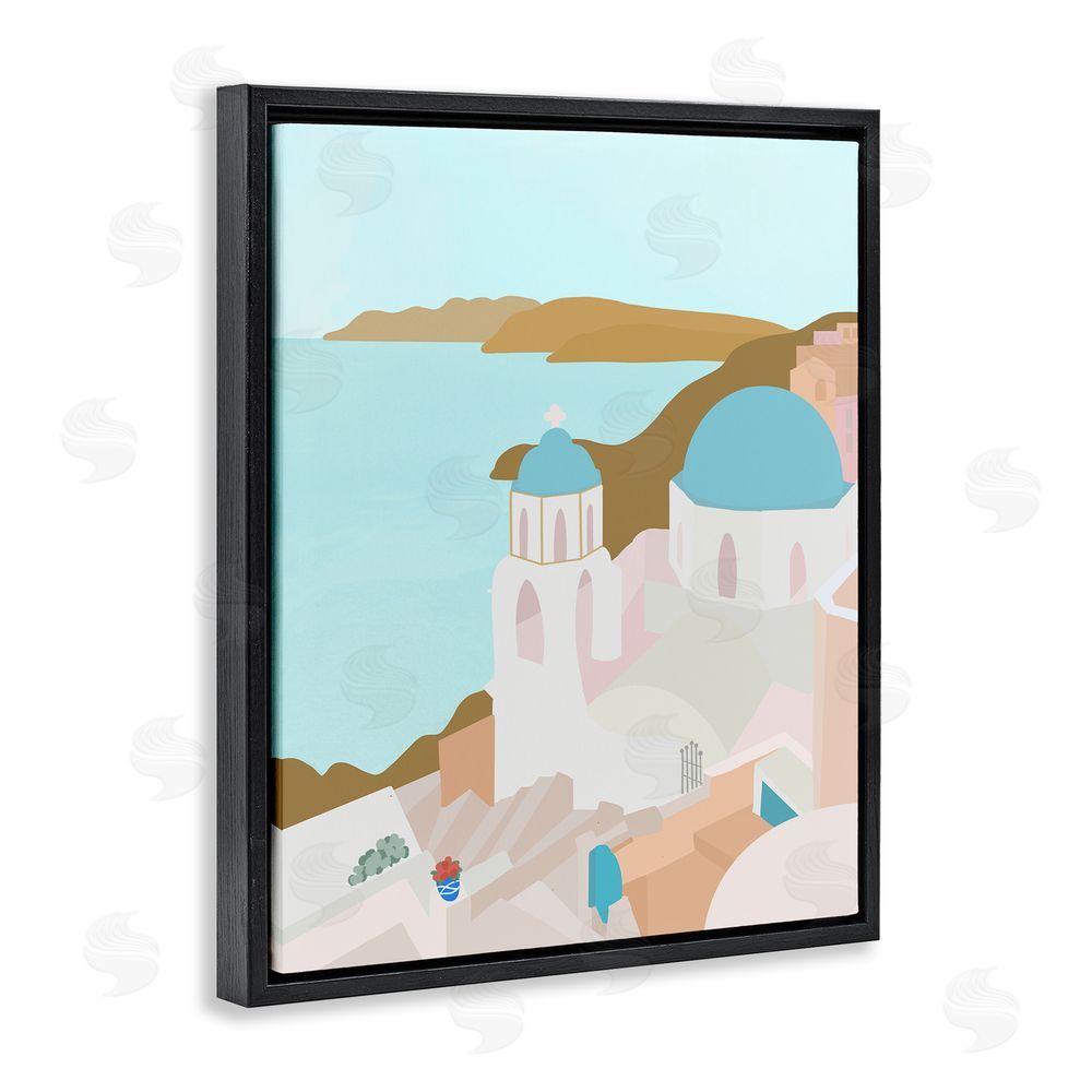 Sundance Graphics Coastal Santorini Vibes Black Floating Frame Canvas Wall Art Print