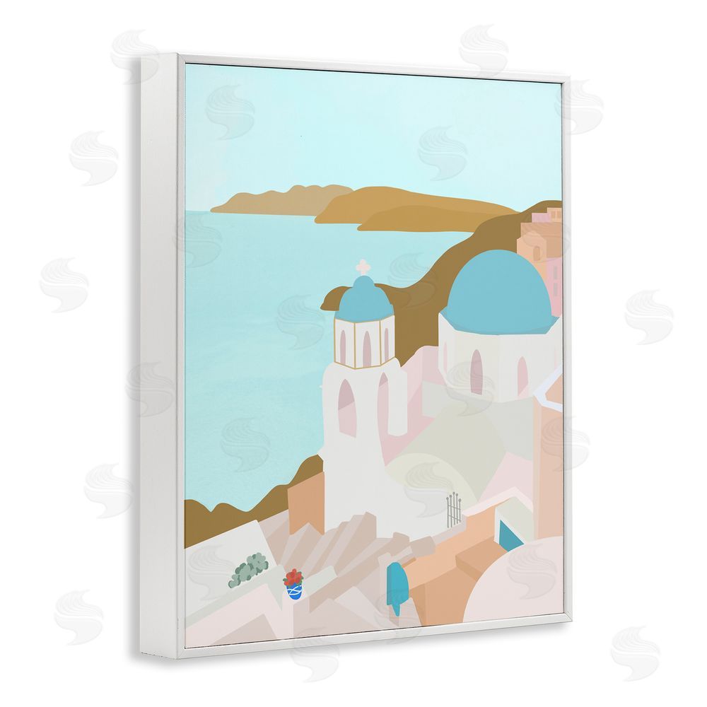 Sundance Graphics Coastal Santorini Vibes White Framed Giclee Wall Art Print