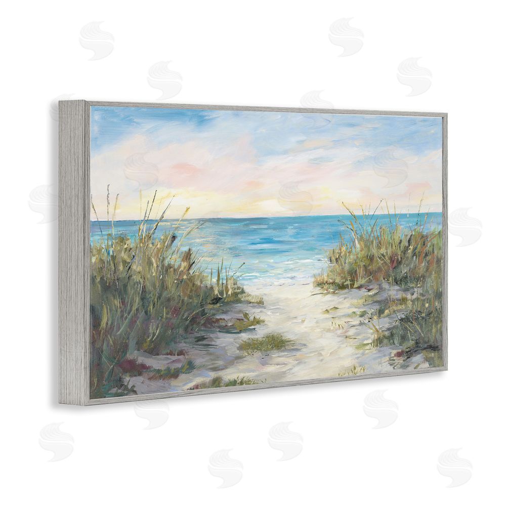 Sundance Graphics Walk To The Beach Gray Framed Giclee Wall Art Print