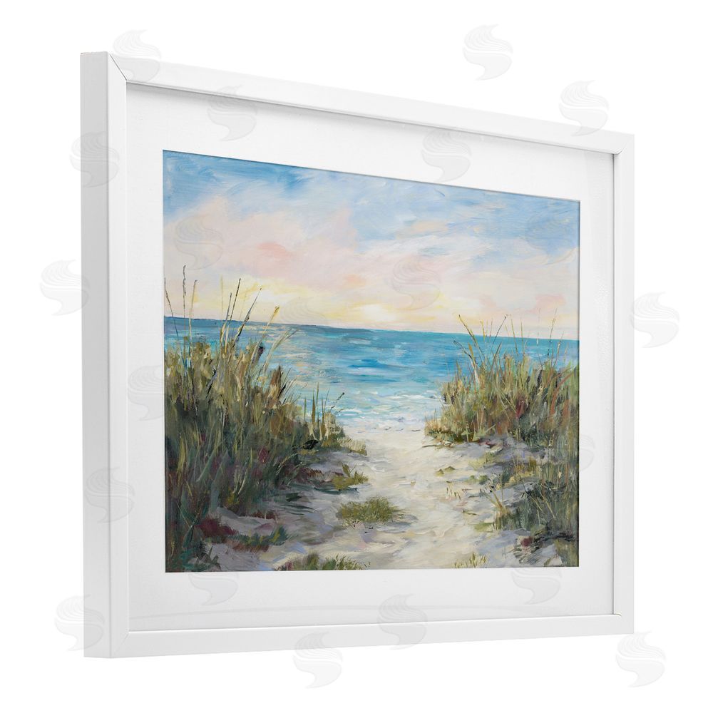 Sundance Graphics Walk To The Beach White Framed Print Under Glass Wall Art