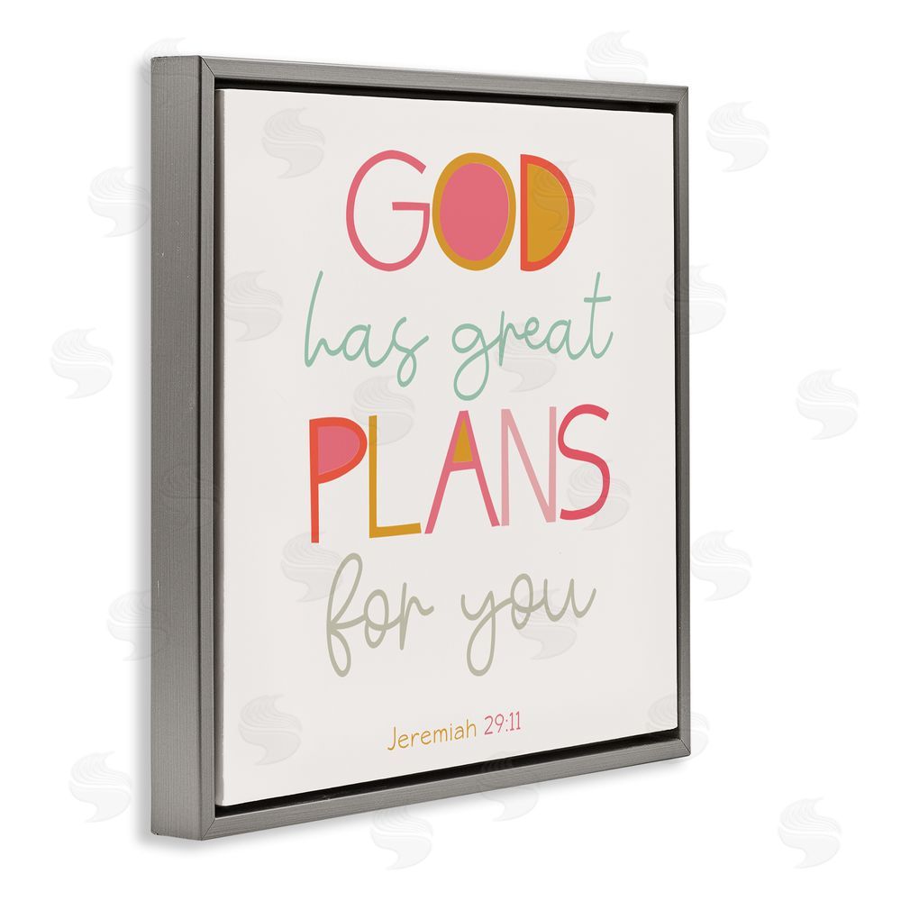 Sundance Graphics God's Plans For You Gray Floating Frame Canvas Wall Art Print