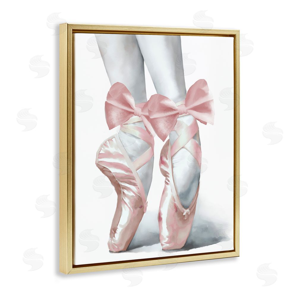 Sundance Graphics Ballet Pointe Shoes Gold Floating Frame Canvas Wall Art Print