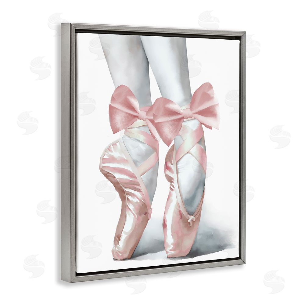 Sundance Graphics Ballet Pointe Shoes Gray Floating Frame Canvas Wall Art Print