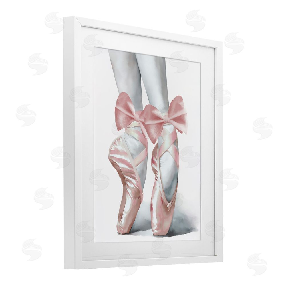 Sundance Graphics Ballet Pointe Shoes White Framed Print Under Glass Wall Art