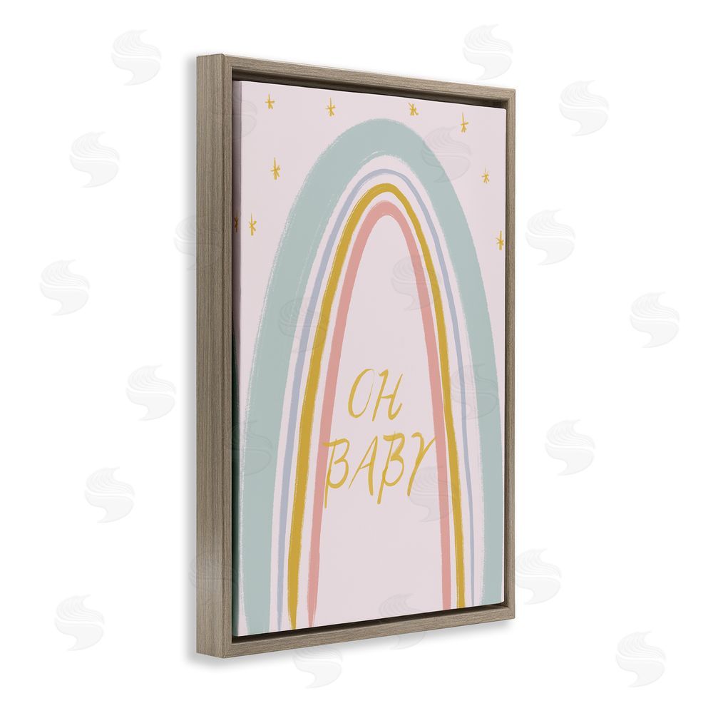 Sundance Graphics Oh Baby Rainbow Brown Floating Frame Canvas Wall Art Print