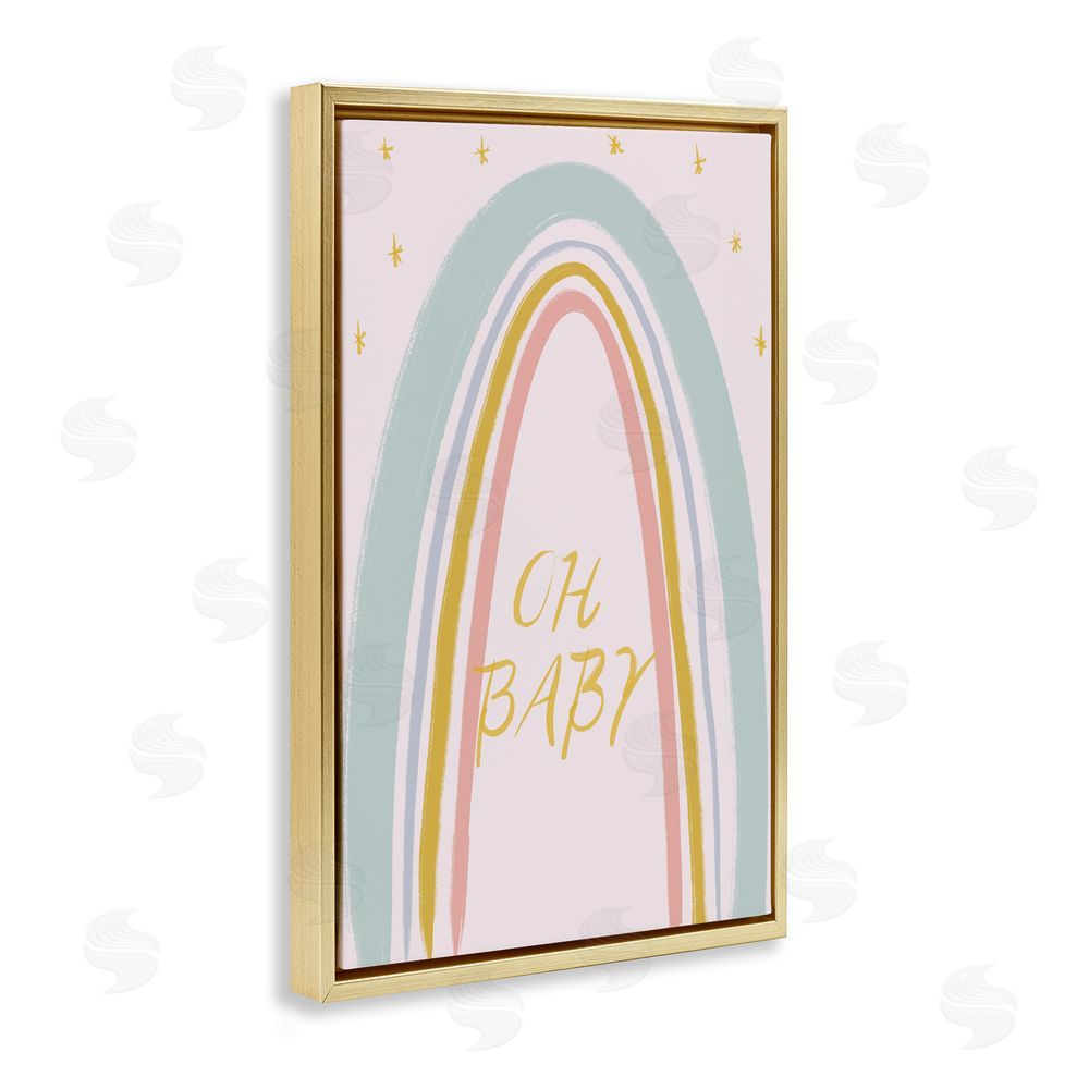 Sundance Graphics Oh Baby Rainbow Gold Floating Frame Canvas Wall Art Print