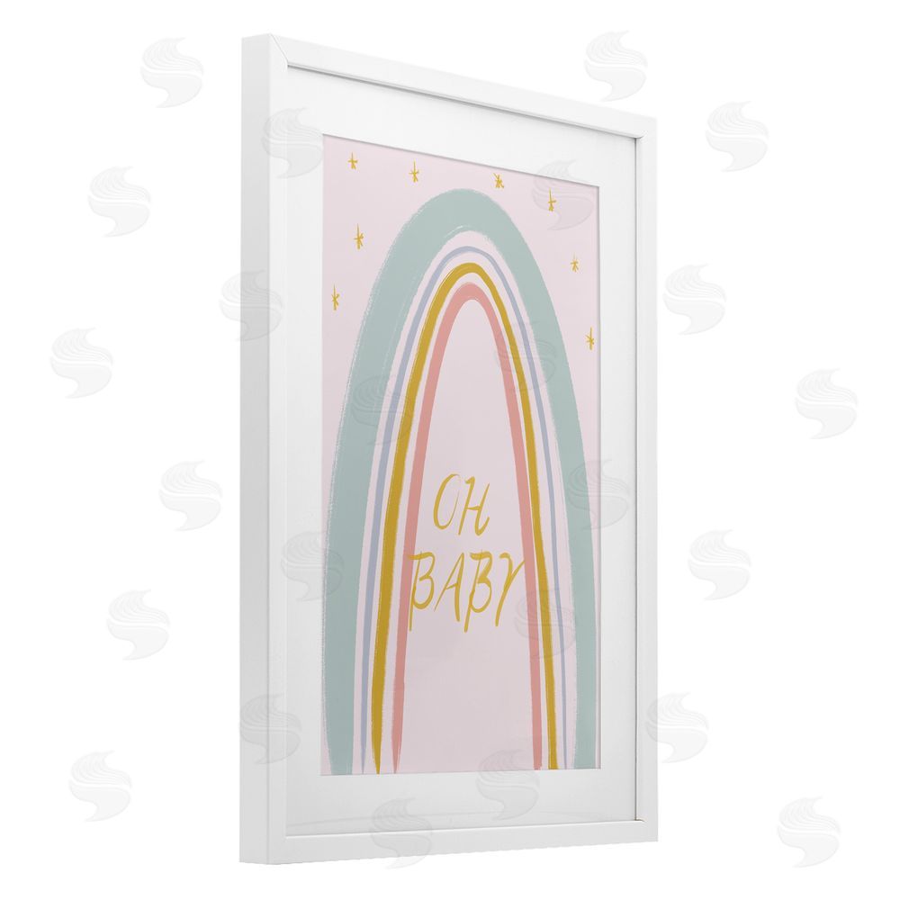 Sundance Graphics Oh Baby Rainbow White Framed Print Under Glass Wall Art