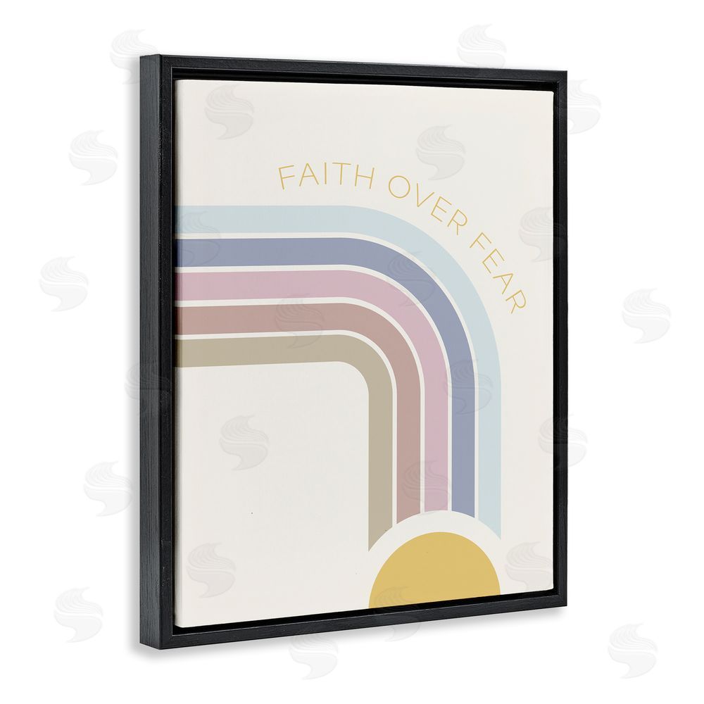 Sundance Graphics Faith Over Fear Rainbow Black Floating Frame Canvas Wall Art Print
