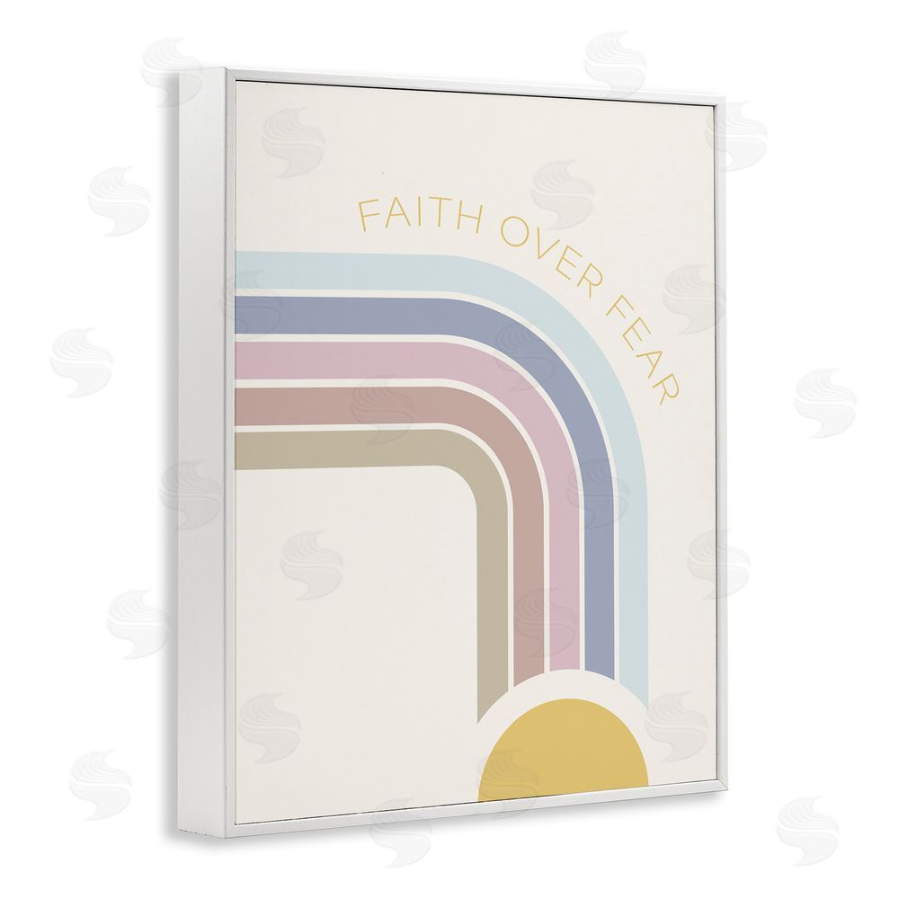 Sundance Graphics Faith Over Fear Rainbow White Framed Giclee Wall Art Print