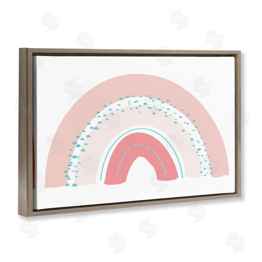 Sundance Graphics Pink Rainbow with Speckles Brown Floating Frame Canvas Wall Art Print