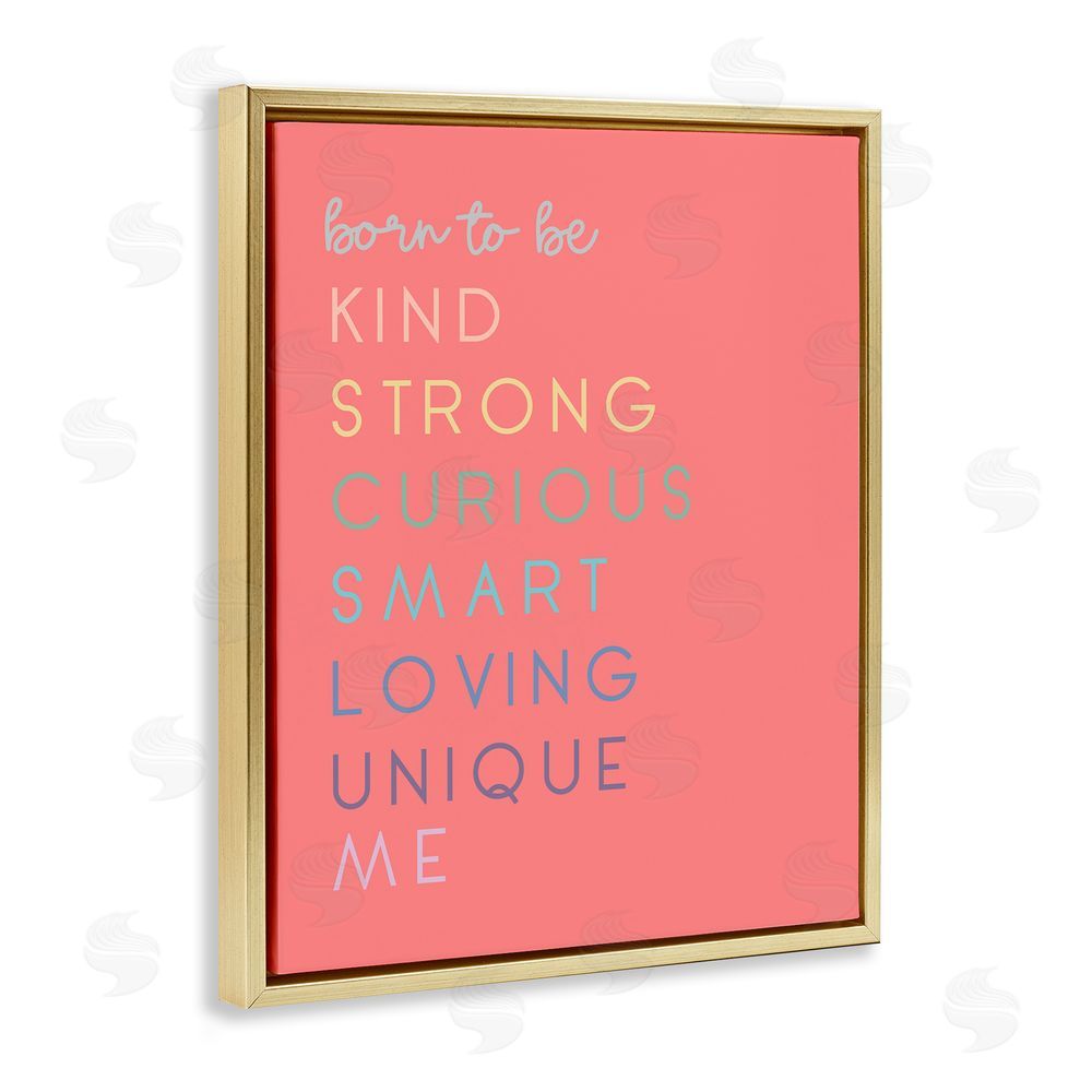 Sundance Graphics Born To Be Adjectives Gold Floating Frame Canvas Wall Art Print