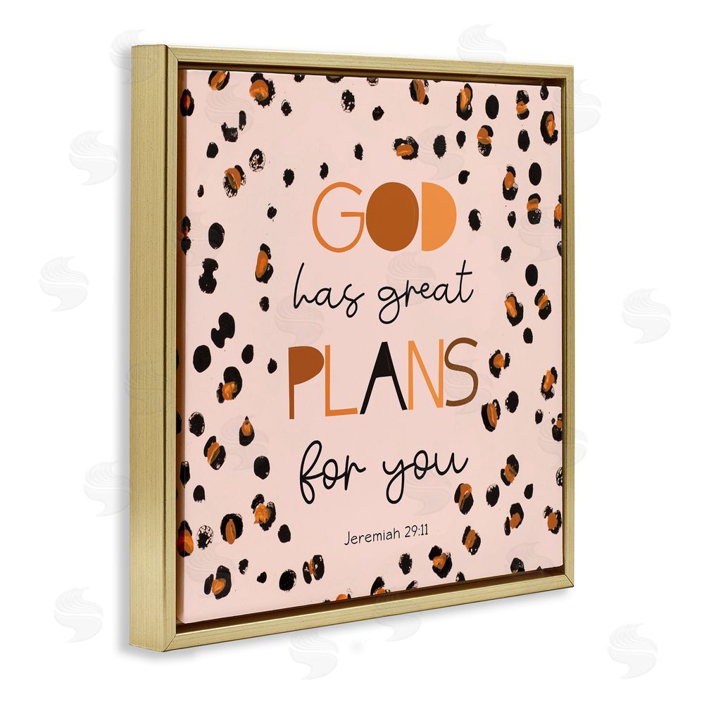 Sundance Graphics God Has Plans For You Gold Floating Frame Canvas Wall Art Print