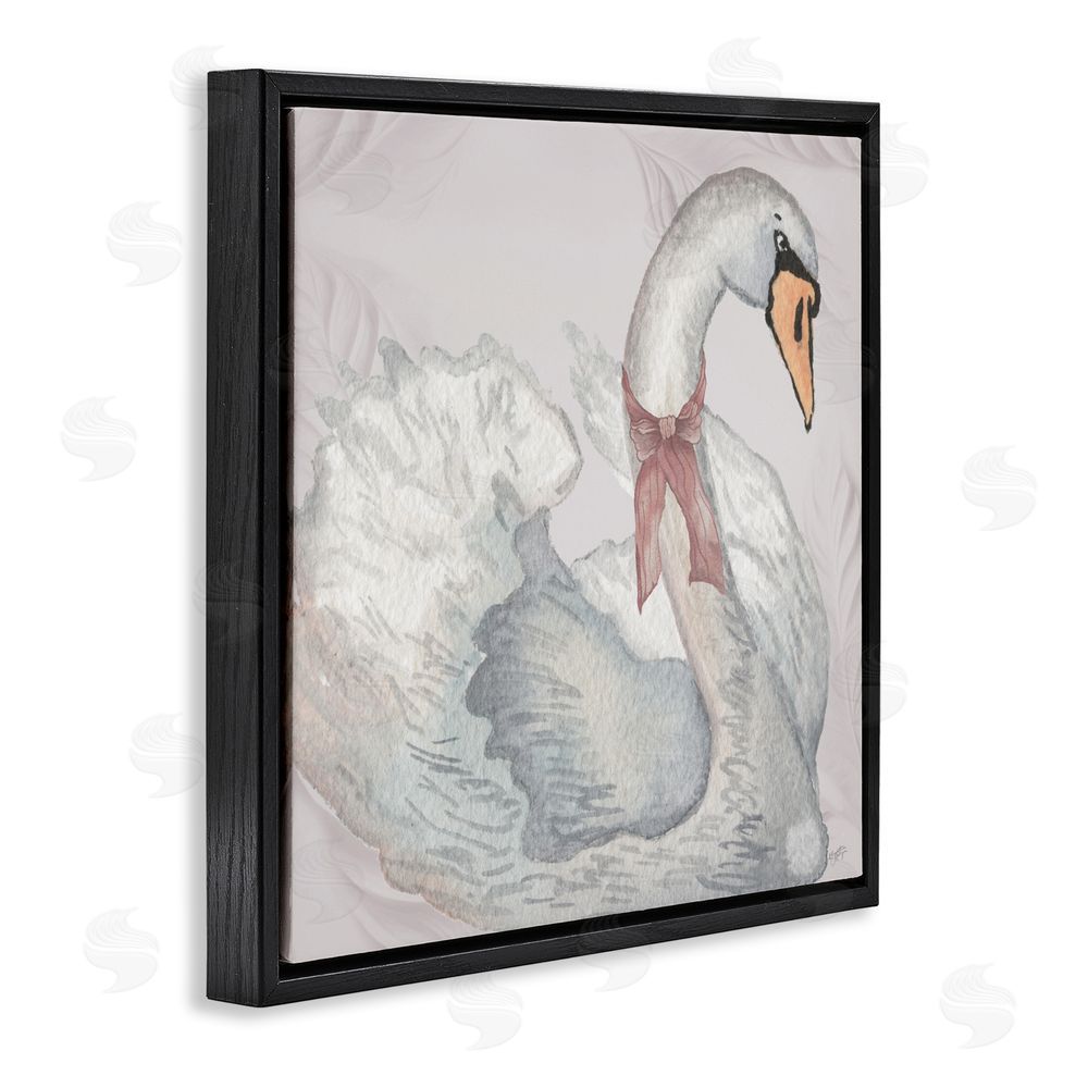 Sundance Graphics Subdued Classic Swan Black Floating Frame Canvas Wall Art Print