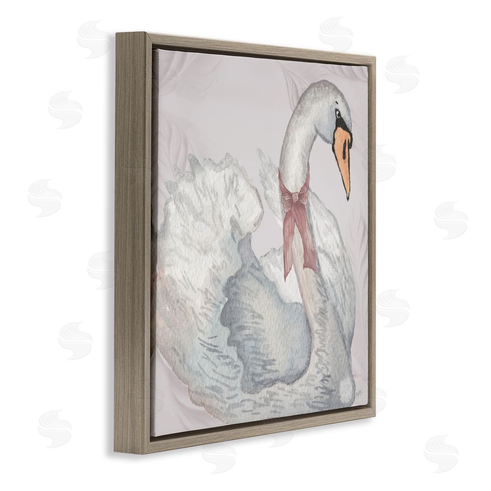 Sundance Graphics Subdued Classic Swan Brown Floating Frame Canvas Wall Art Print