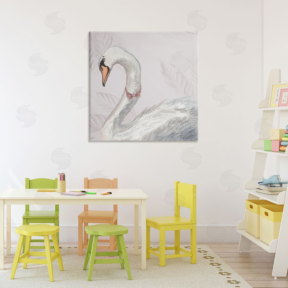 Sundance Graphics Soft Classic Swan & Bow Canvas Wall Art Print in Room