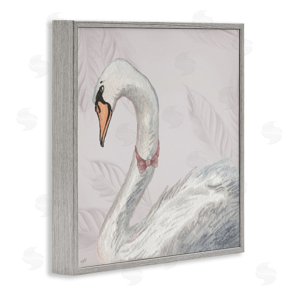 Sundance Graphics Soft Classic Swan & Bow Gray Framed Giclee Wall Art Print
