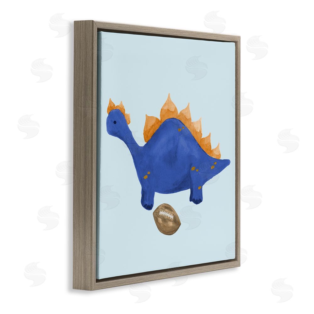 Sundance Graphics Sporty Baby Dino Brown Floating Frame Canvas Wall Art Print