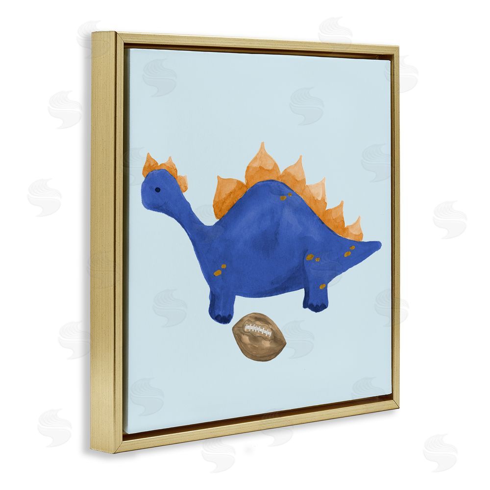 Sundance Graphics Sporty Baby Dino Gold Floating Frame Canvas Wall Art Print