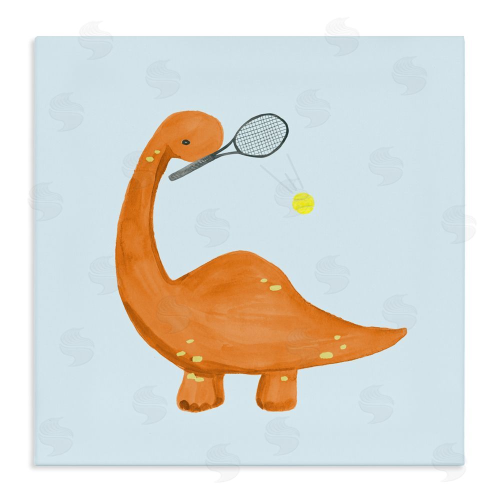 Sundance Graphics Baby Dino Playing Tennis Canvas Wall Art Print
