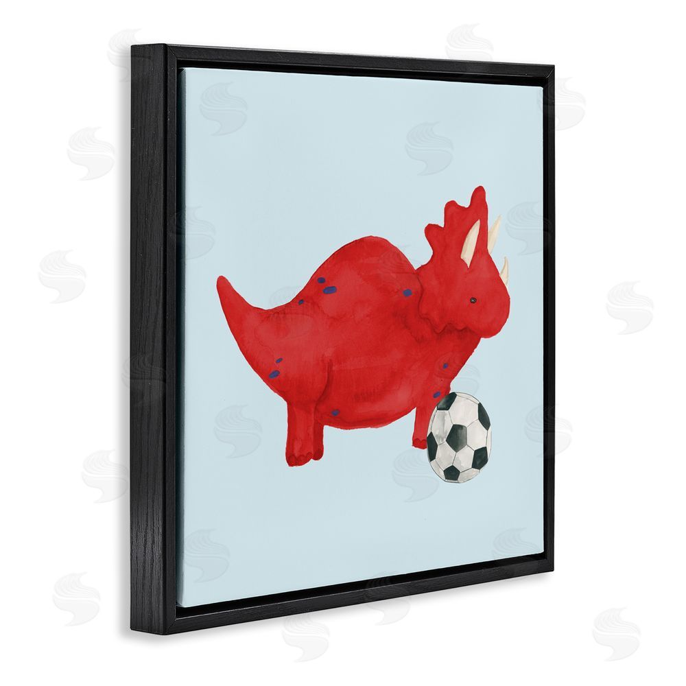Sundance Graphics Baby Dino with Ball Black Floating Frame Canvas Wall Art Print