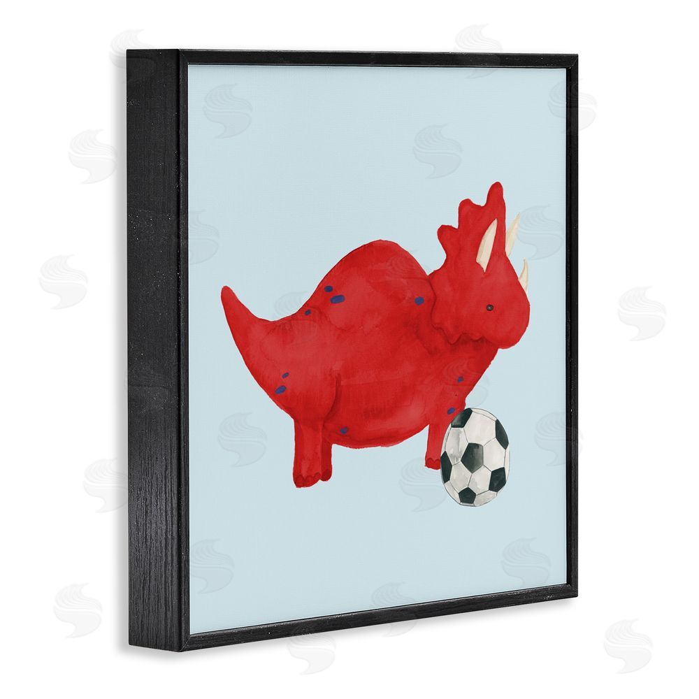 Sundance Graphics Baby Dino with Ball Black Framed Giclee Wall Art Print