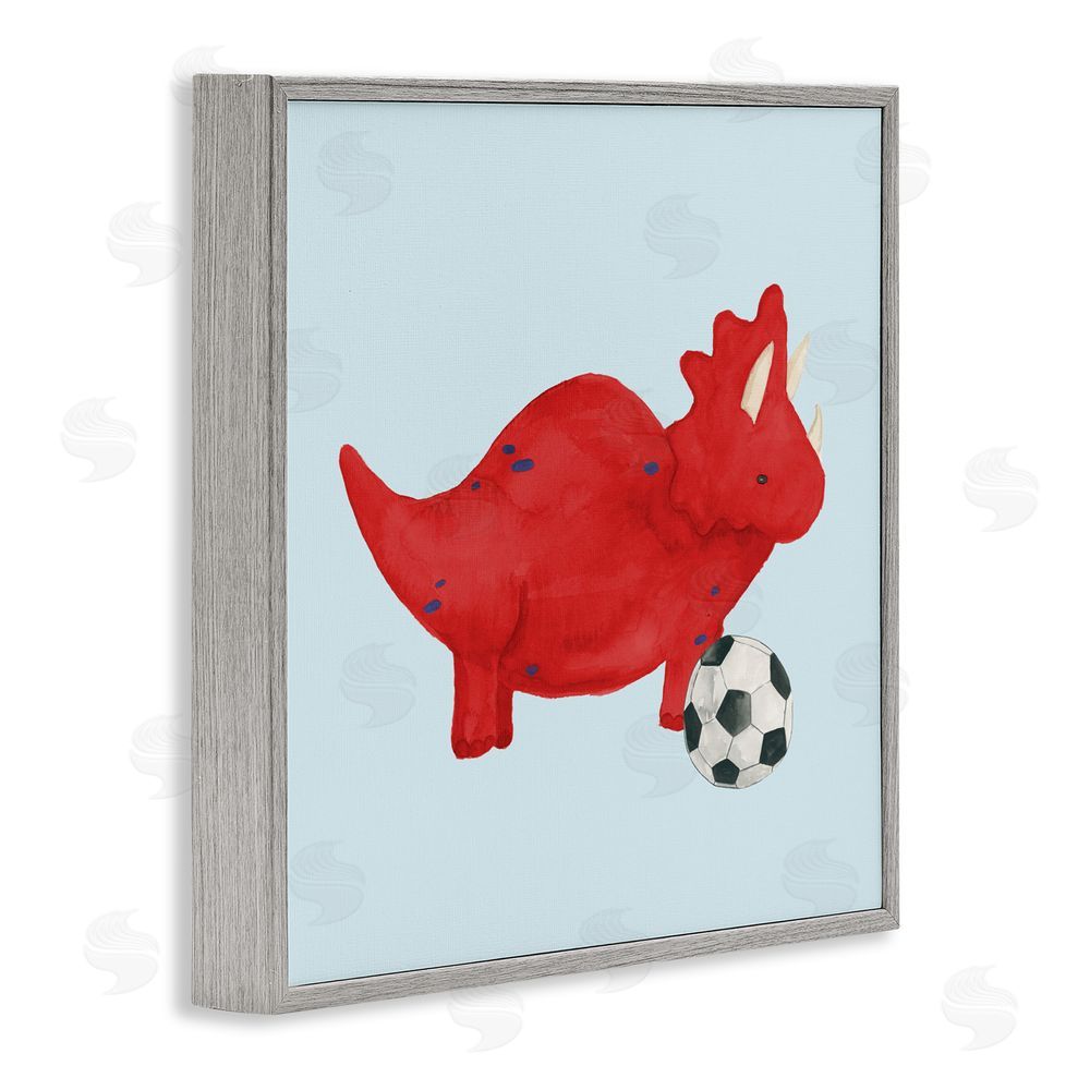 Sundance Graphics Baby Dino with Ball Gray Framed Giclee Wall Art Print