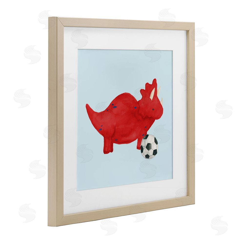 Sundance Graphics Baby Dino with Ball Birch Framed Print Under Glass Wall Art