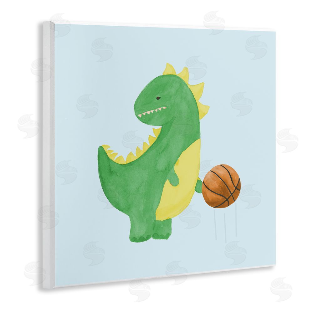 Sundance Graphics Baby Dino & Basketball Wall Plaque Printed Art