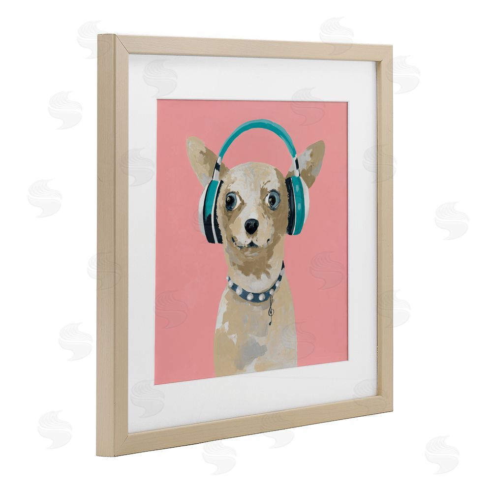 Sundance Graphics Jammin' Pup on Pink Birch Framed Print Under Glass Wall Art