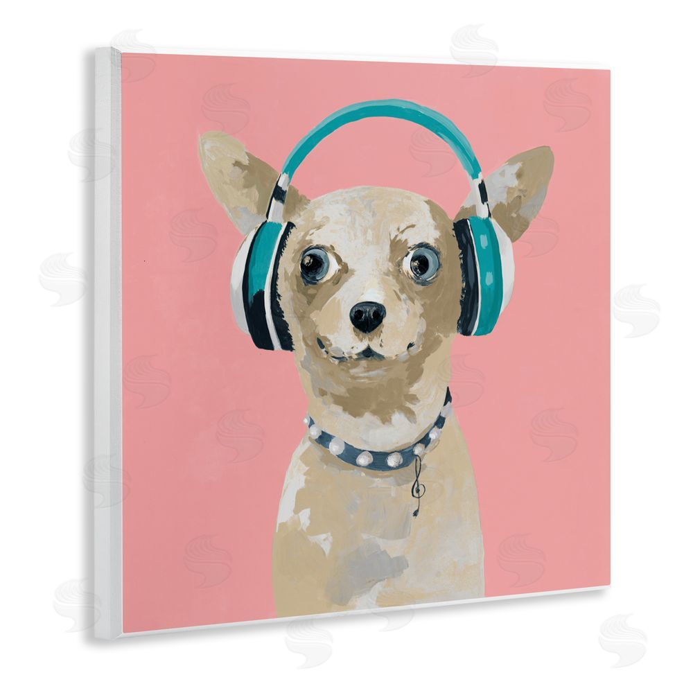 Sundance Graphics Jammin' Pup on Pink Wall Plaque Printed Art