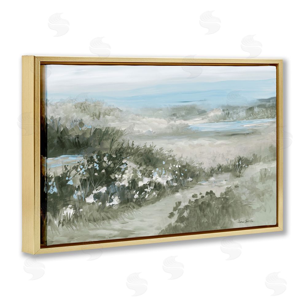 Sundance Graphics Neutral Quiet Composition Landscape Gold Floating Frame Canvas Wall Art Print