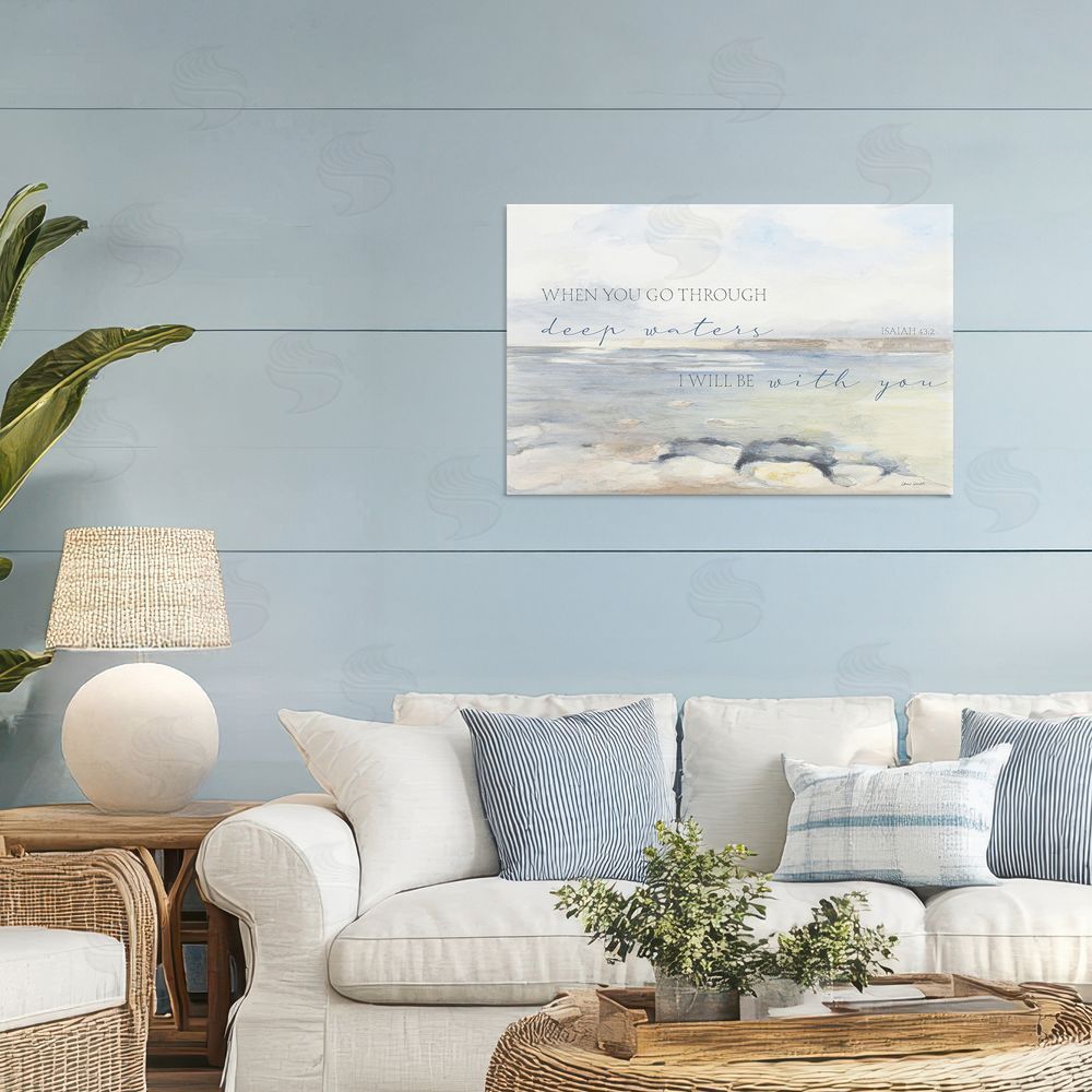 Sundance Graphics Deep Waters Isaiah 43:2 Canvas Wall Art Print in Room