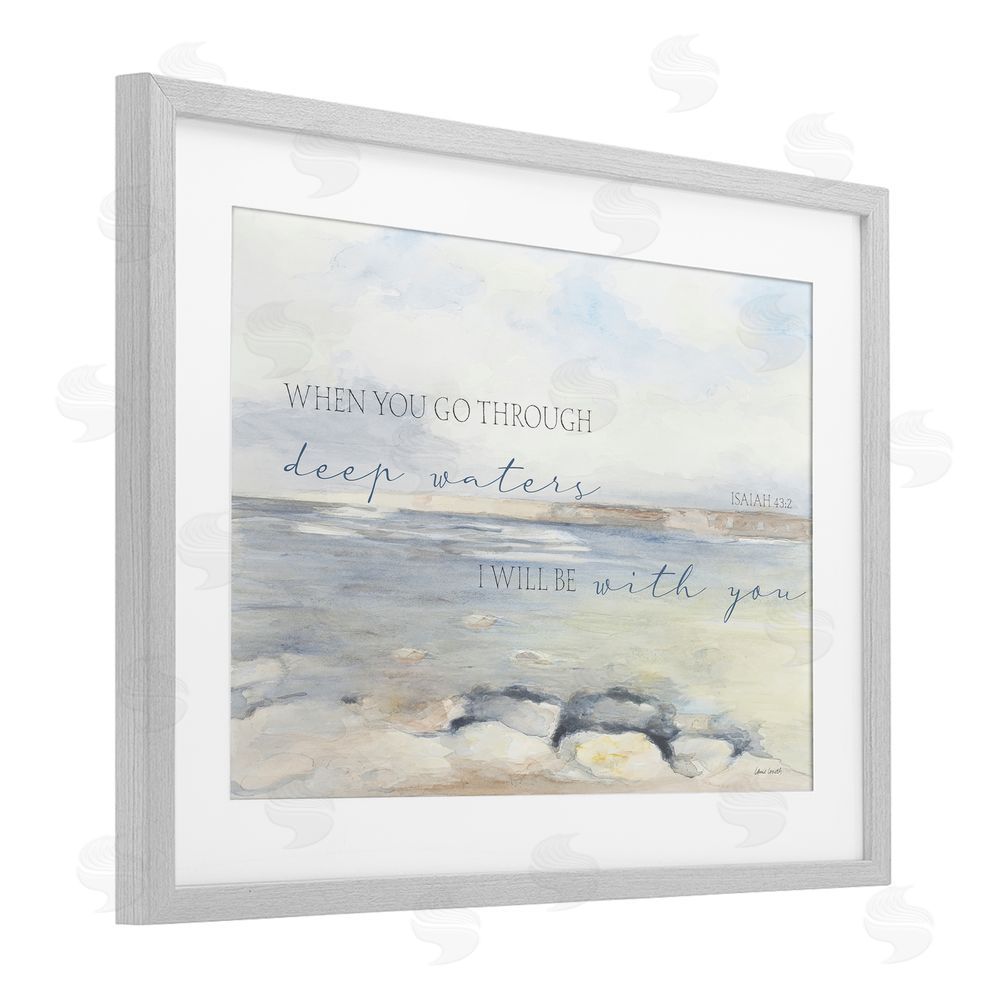 Sundance Graphics Deep Waters Isaiah 43:2 Gray Framed Print Under Glass Wall Art