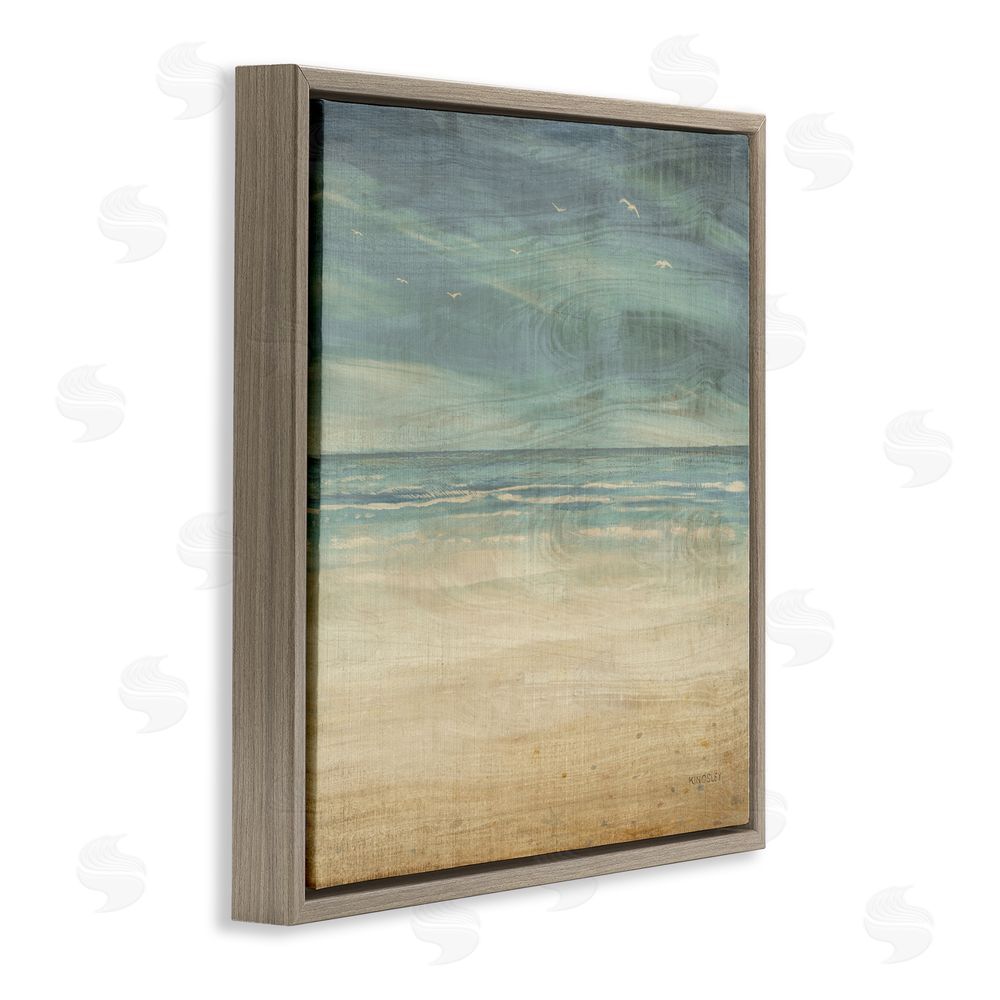 Sundance Graphics Moody Coastal Days Brown Floating Frame Canvas Wall Art Print